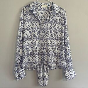 Bella Dahl Indigo Patterned Button Up - M